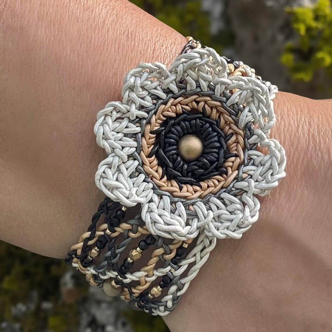 Mandala Muse Leather Bracelet – A Bloom of Color, A Circle of Light