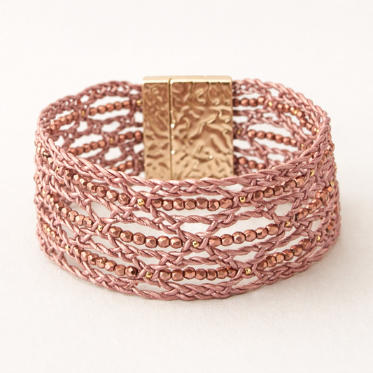 Shimmering Lace bracelet, Soft Shine in Handcrafted Leather