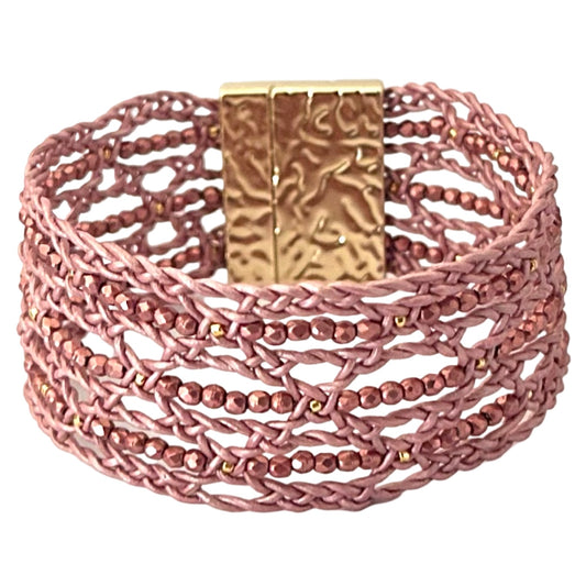 Shimmering Lace bracelet, Soft Shine in Handcrafted Leather