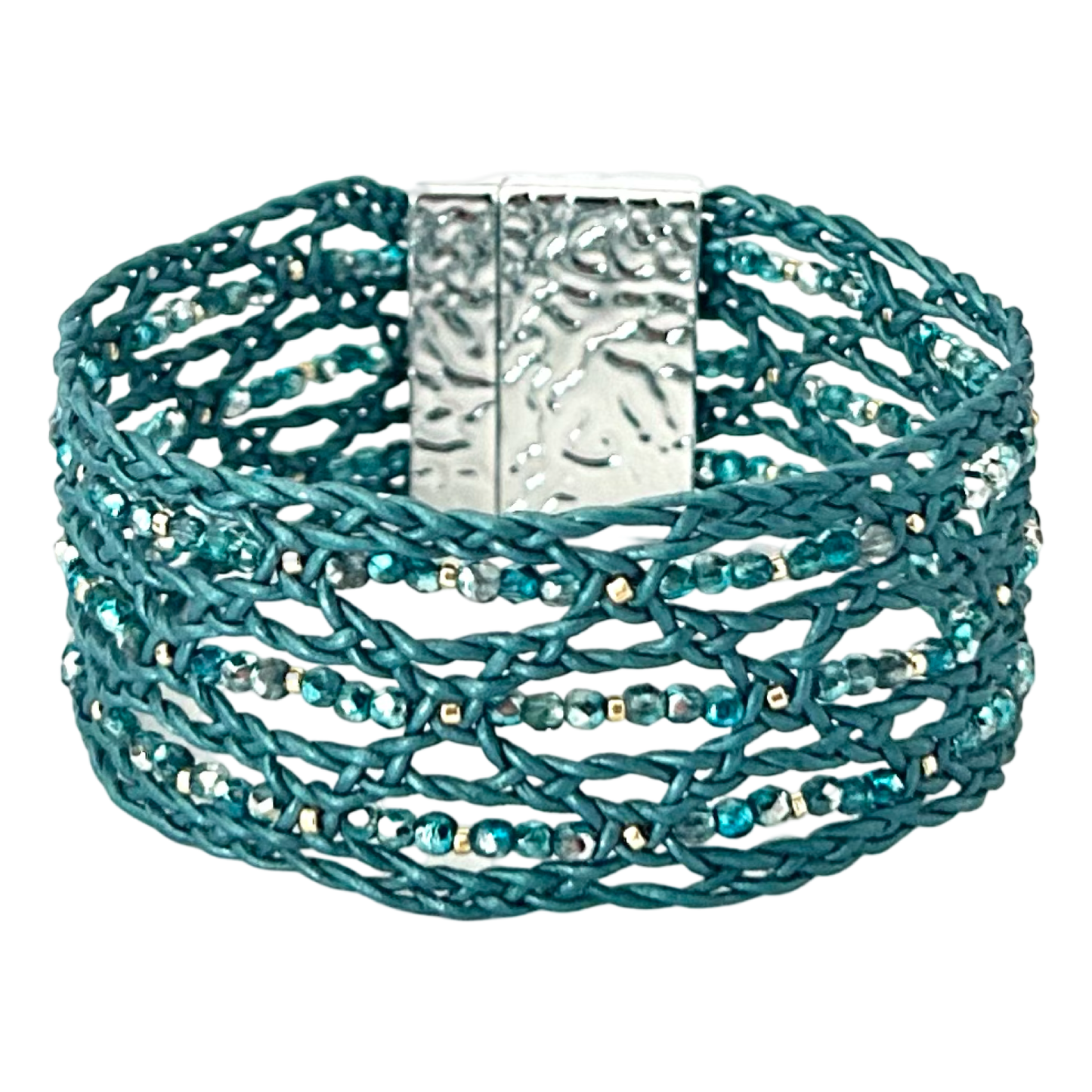 Shimmering Lace bracelet, Soft Shine in Handcrafted Leather