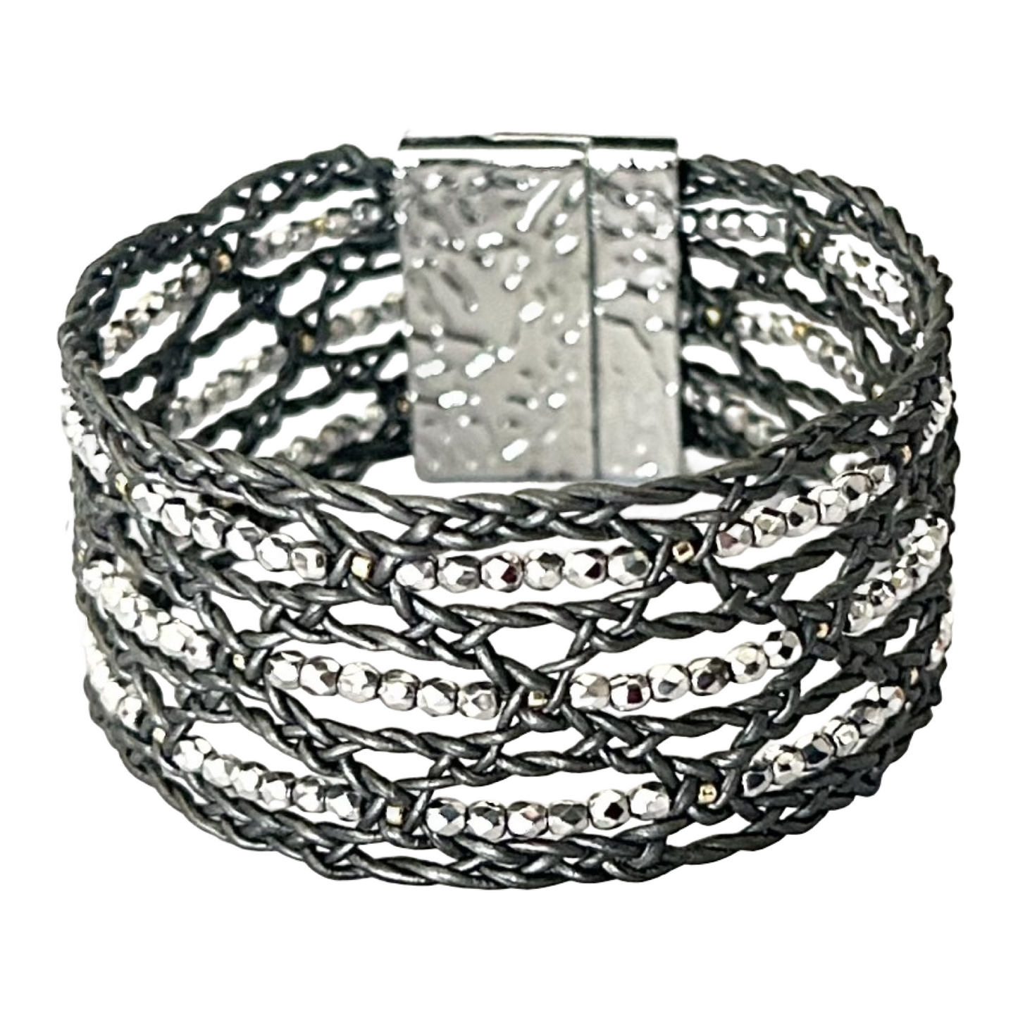 Shimmering Lace bracelet, Soft Shine in Handcrafted Leather