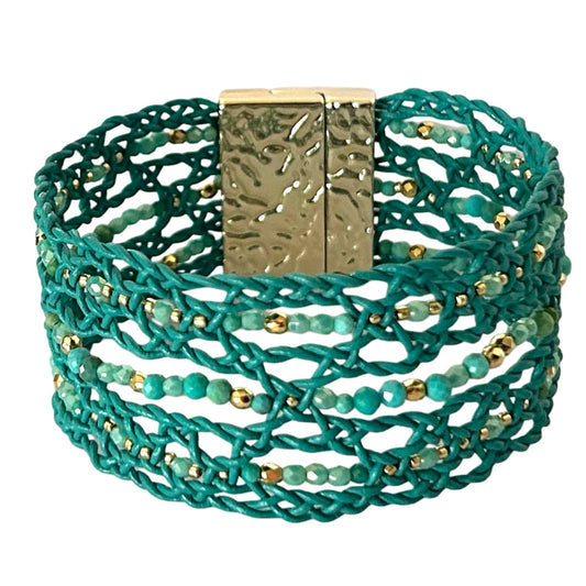 Gem & Grove bracelet, Earth Toned Leather with Natural Accents
