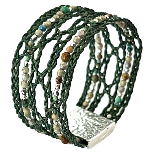 Wild Spirit Leather bracelet with Gemstone Accents