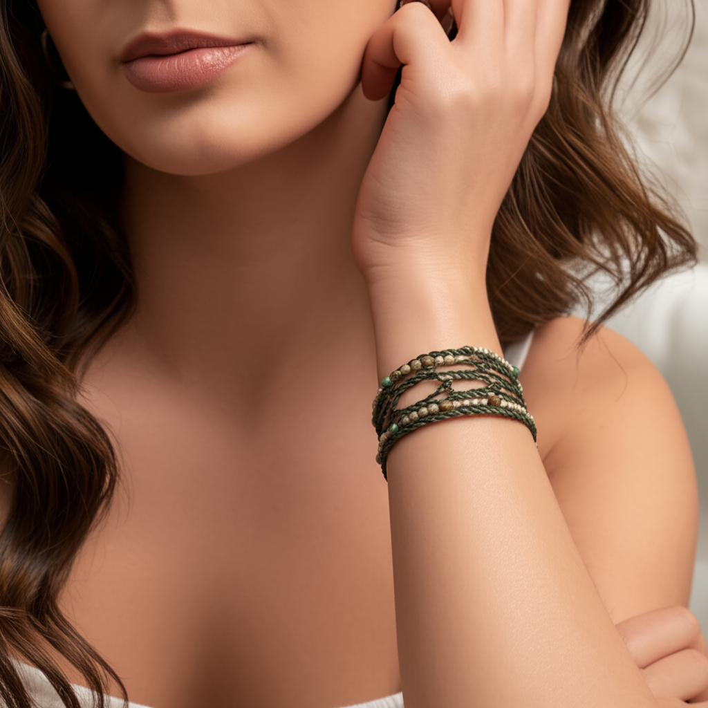Wild Spirit Leather bracelet with Gemstone Accents