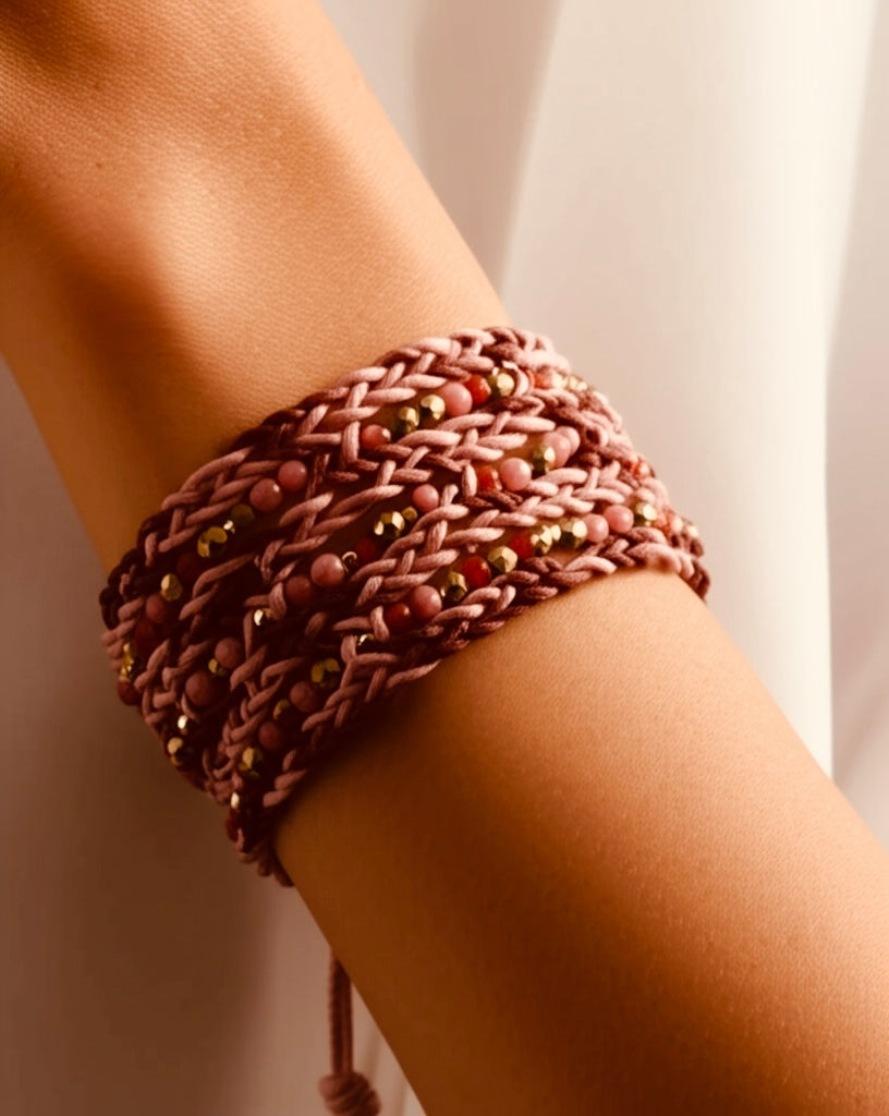 Wild Rose Delicate Leather bracelet with Soft Color Layers