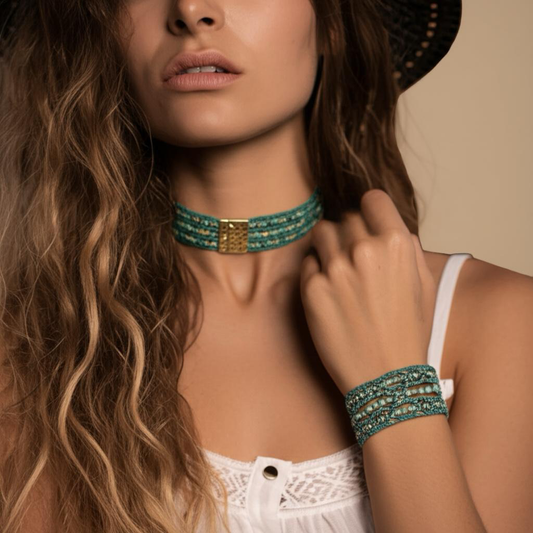Gem & Grove leather lace necklace, Ocean Soul, Earth Roots