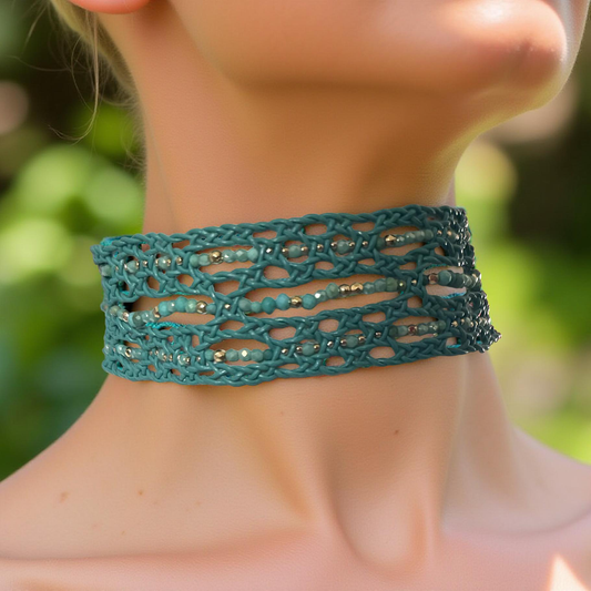 Gem & Grove leather lace necklace, Ocean Soul, Earth Roots