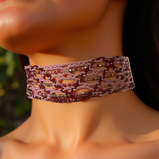 Wild Rose Leather necklace, Delicate Layers for the Bold Romantic