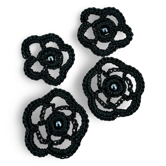 Melanie Leather Lace earrings, Bold Blooms, Handcrafted Friendship