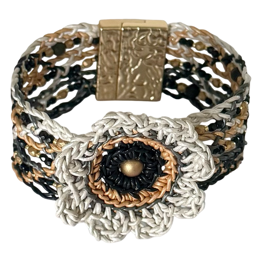 Mandala Muse Leather Bracelet – A Bloom of Color, A Circle of Light