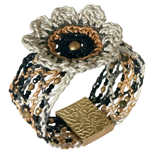 Mandala Muse Leather Bracelet – A Bloom of Color, A Circle of Light