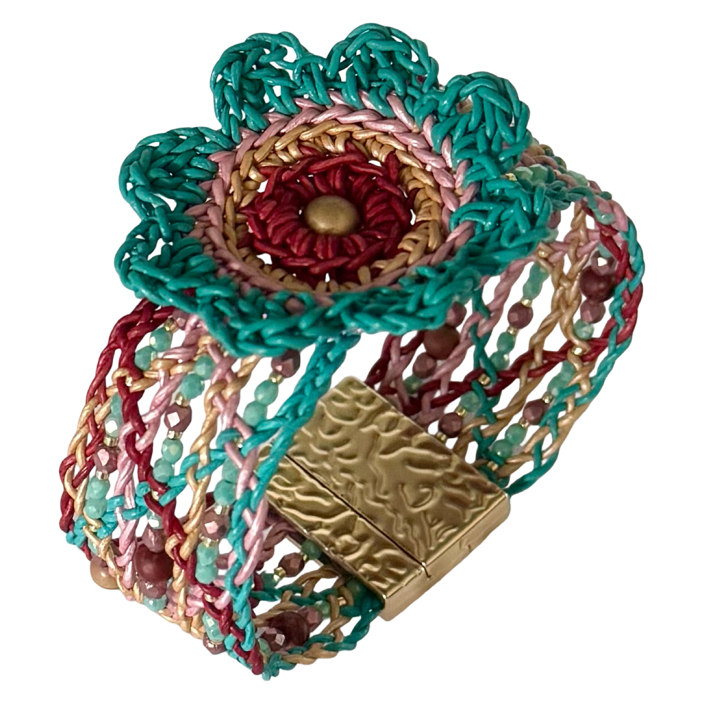 Mandala Muse Leather Bracelet – A Bloom of Color, A Circle of Light
