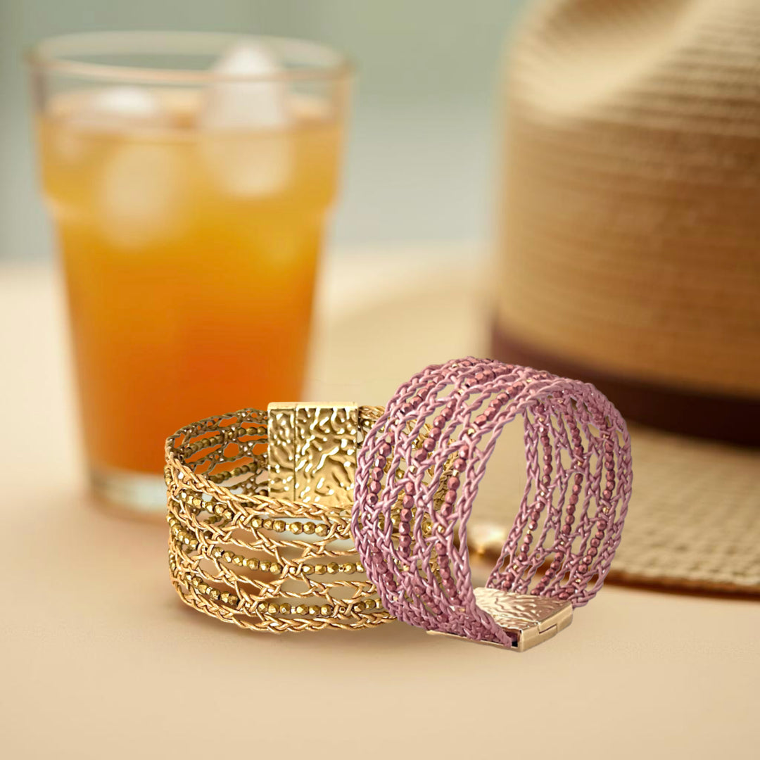 Shimmering Lace bracelet, Soft Shine in Handcrafted Leather