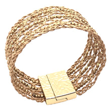 Load image into Gallery viewer, Bohemian Leather Lace Bracelet Gold Beaded Side view
