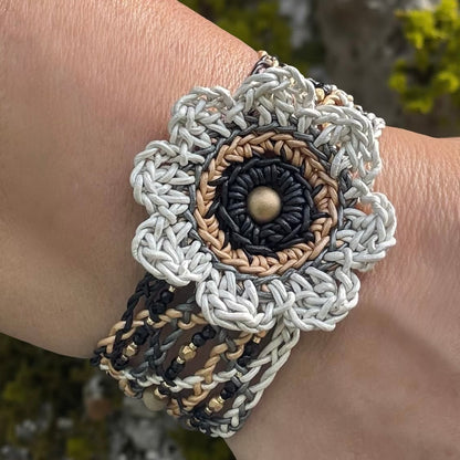 Mandala Muse Leather Bracelet – A Bloom of Color, A Circle of Light