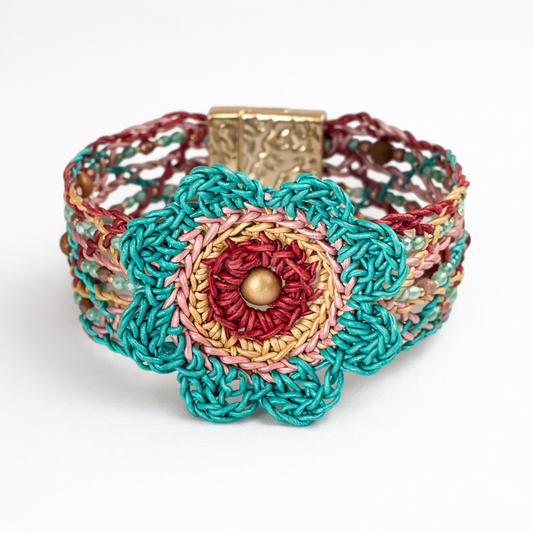 Mandala Muse Leather Bracelet – A Bloom of Color, A Circle of Light
