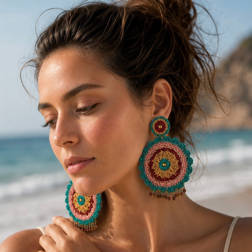 Mandala Muse leather earrings, Bold Beauty, Sacred Shape, Earthborn Spirit