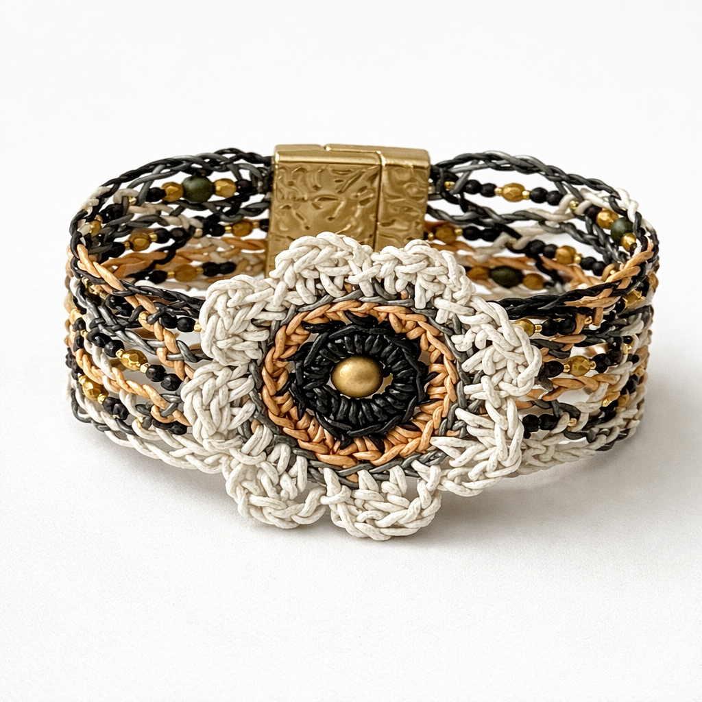 Mandala Muse Leather Bracelet – A Bloom of Color, A Circle of Light