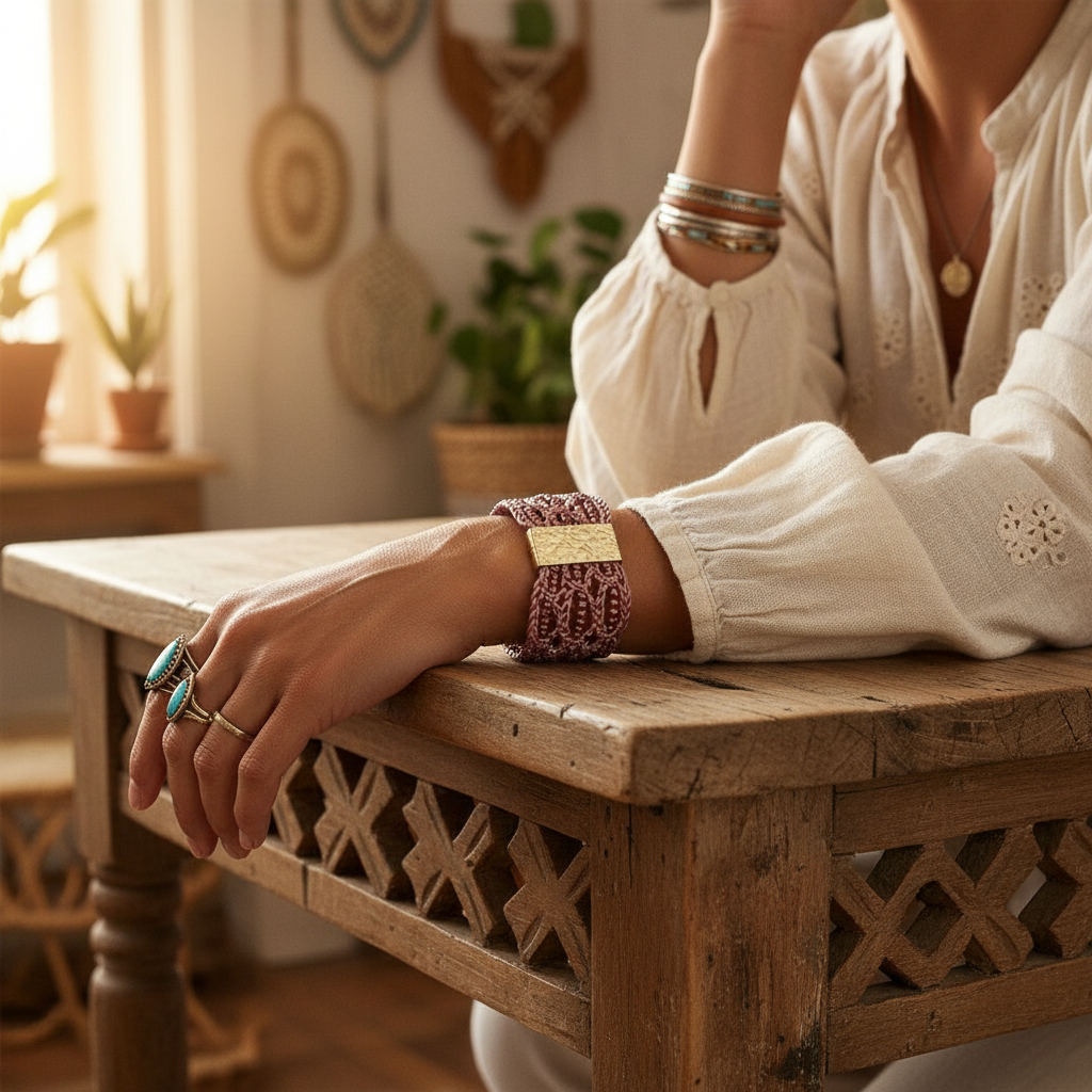 Shimmering Lace bracelet, Soft Shine in Handcrafted Leather