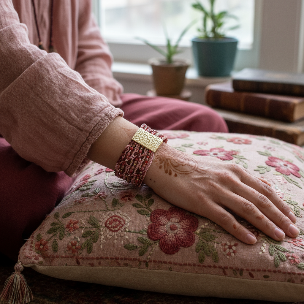 Wild Rose Delicate Leather bracelet with Soft Color Layers