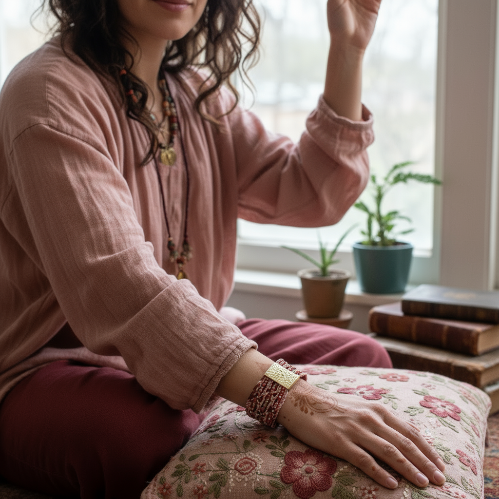 Wild Rose Delicate Leather bracelet with Soft Color Layers