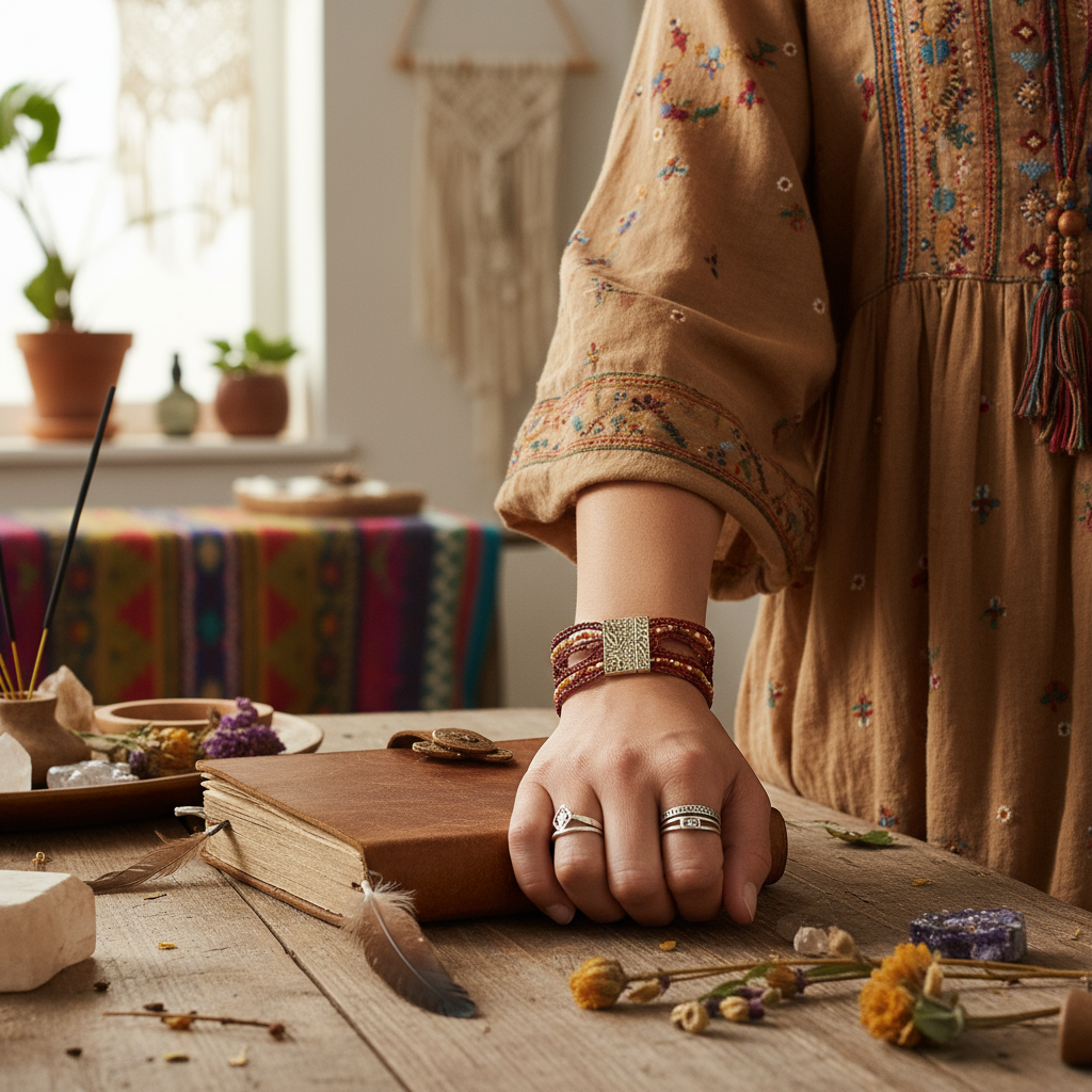 Wild Spirit Leather bracelet with Gemstone Accents
