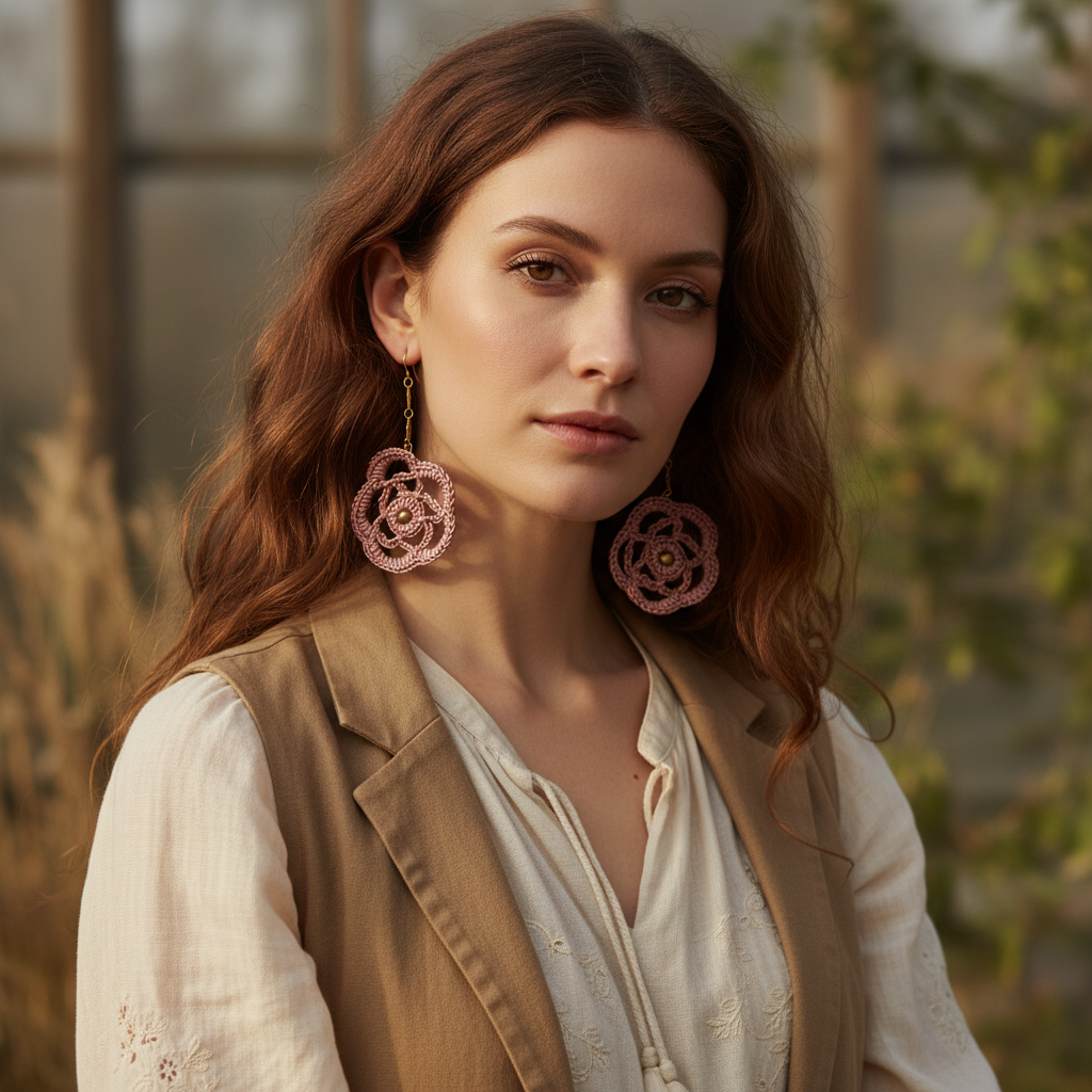Wildflower Whisper Leather Lace earrings, Boho Bloom for the Free-Spirited Soul