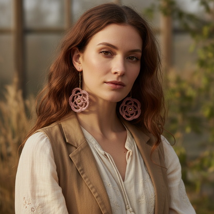Wildflower Whisper Leather Lace earrings, Boho Bloom for the Free-Spirited Soul