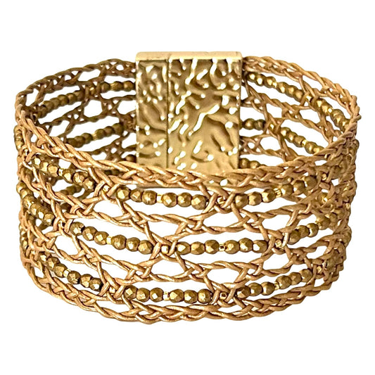 Shimmering Lace bracelet, Soft Shine in Handcrafted Leather