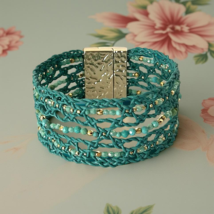 Gem & Grove bracelet, Earth Toned Leather with Natural Accents