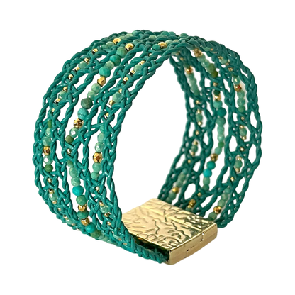 Gem & Grove bracelet, Earth Toned Leather with Natural Accents