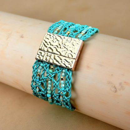 Gem & Grove bracelet, Earth Toned Leather with Natural Accents