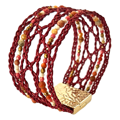 Wild Spirit Leather bracelet with Gemstone Accents