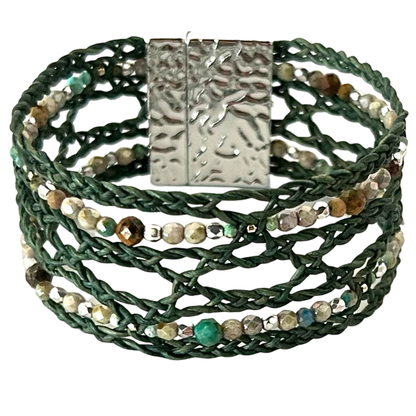 Wild Spirit Leather bracelet with Gemstone Accents