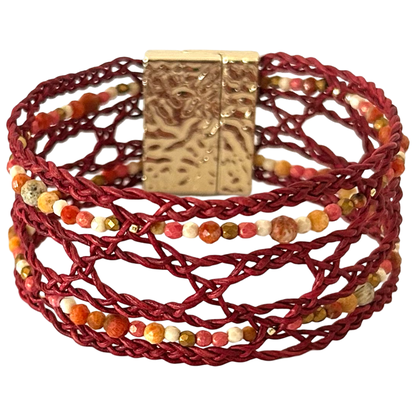 Wild Spirit Leather bracelet with Gemstone Accents