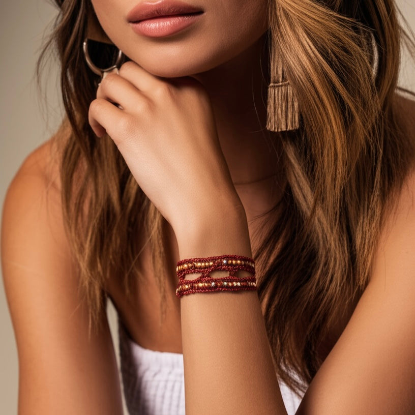 Wild Spirit Leather bracelet with Gemstone Accents