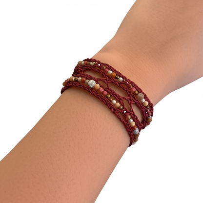 Wild Spirit Leather bracelet with Gemstone Accents