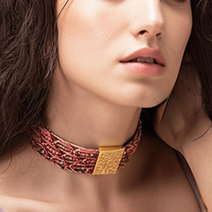 Wild Rose Leather necklace, Delicate Layers for the Bold Romantic
