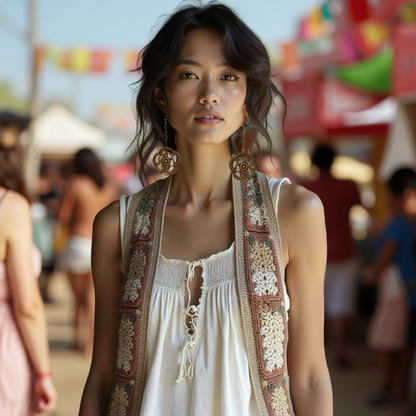 Wildflower Whisper Leather Lace earrings, Boho Bloom for the Free-Spirited Soul