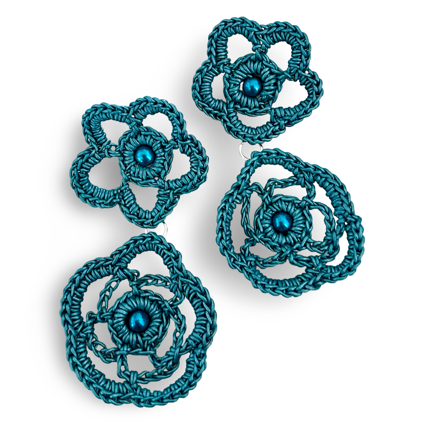 Melanie Leather Lace earrings, Bold Blooms, Handcrafted Friendship