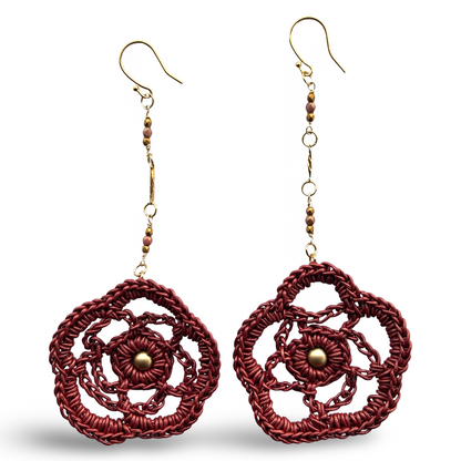 Wildflower Whisper Leather Lace earrings, Boho Bloom for the Free-Spirited Soul