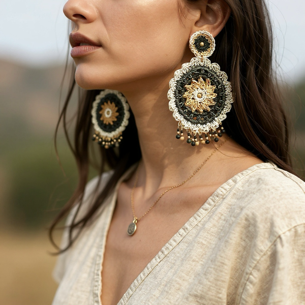 Mandala Muse leather earrings, Bold Beauty, Sacred Shape, Earthborn Spirit