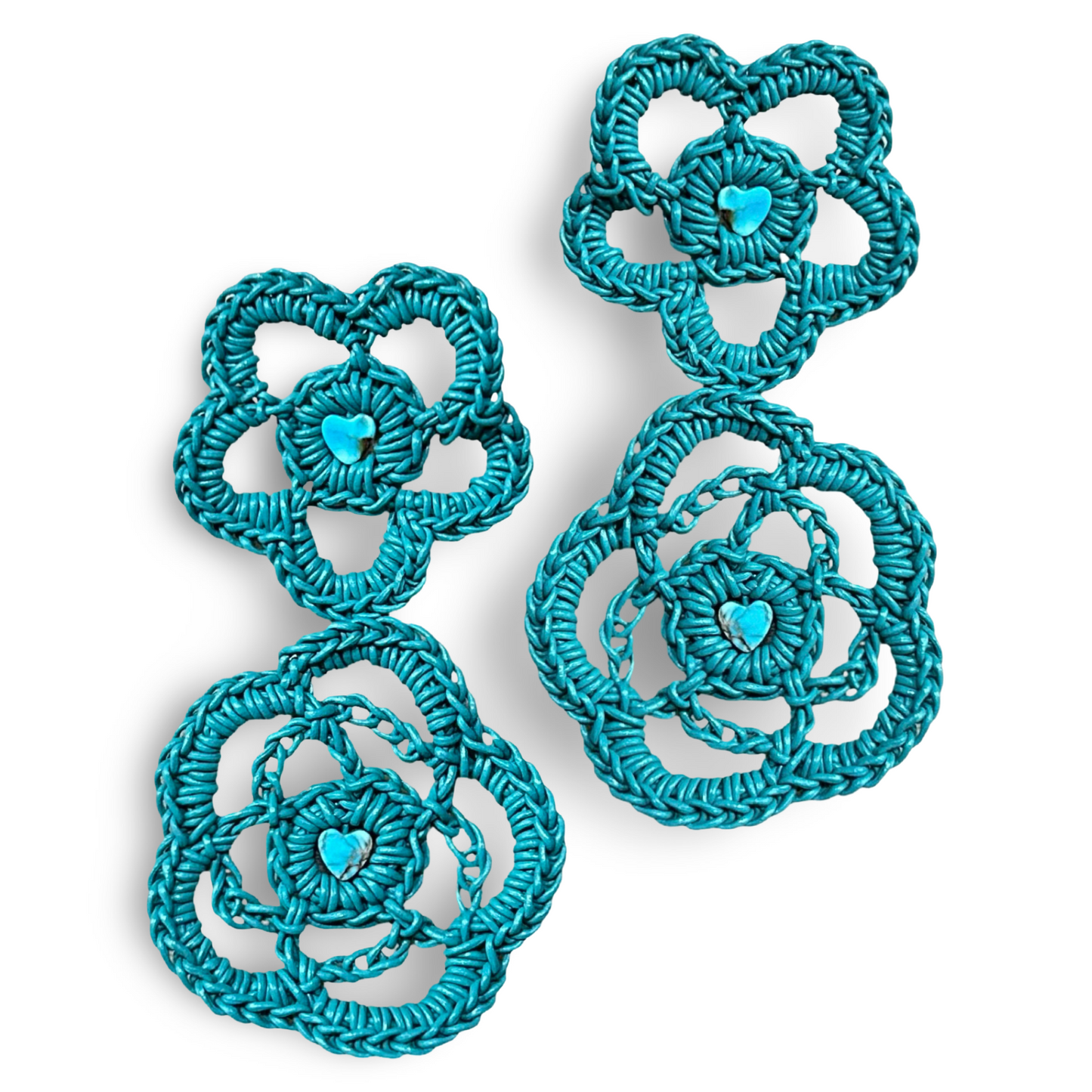 Melanie Leather Lace earrings, Bold Blooms, Handcrafted Friendship