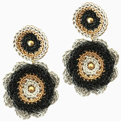 Garden Bloom leather earrings, Layered Mandala Petals in Full Flower