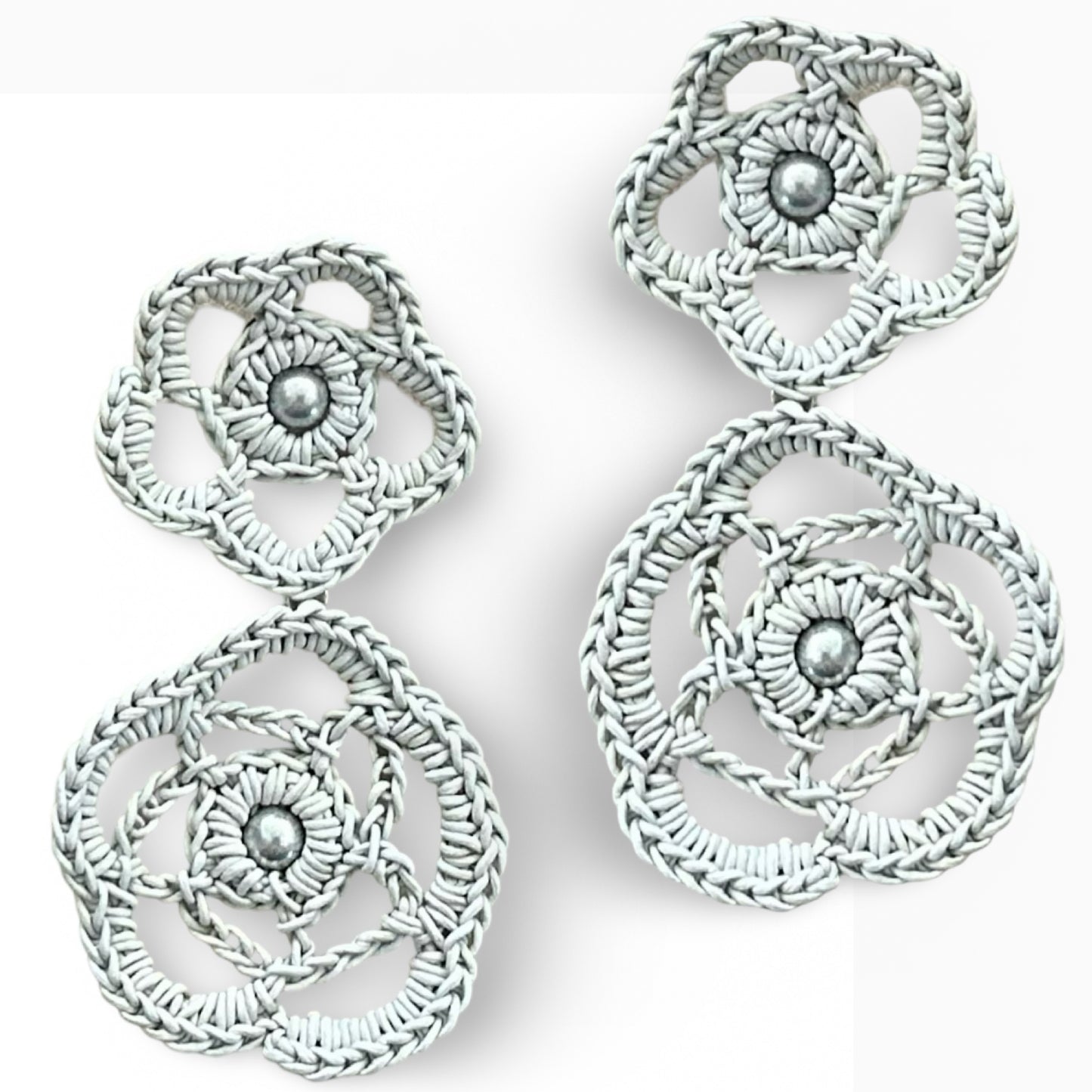 Melanie Leather Lace earrings, Bold Blooms, Handcrafted Friendship