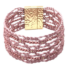 Load image into Gallery viewer, Bohemian Leather Lace Bracelet Pink Beaded

