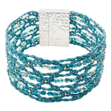 Load image into Gallery viewer, Bohemian Leather Lace Bracelet Teal Beaded

