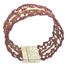 Load image into Gallery viewer, Spirited Grace Bohemian Leather Lace Bracelet Red Brown Indian Sun Beaded Side View
