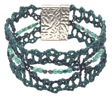 Load image into Gallery viewer, Spirited Grace Bohemian Leather Lace Bracelet Teal Blue Beaded
