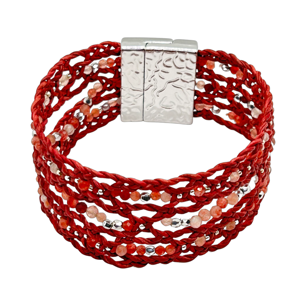 Strawberry Quartz Lace bracelet and choker